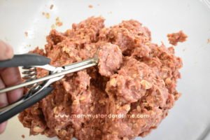 forming gluten free meatballs with one-inch scoop