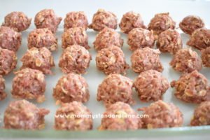gluten free meatballs in prepared pan