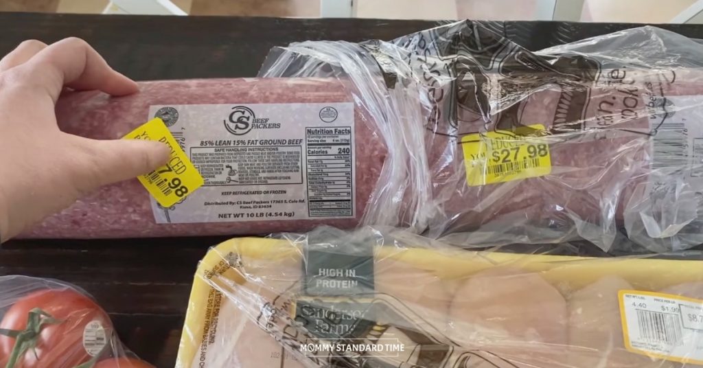 10 pounds of ground beef in a tube